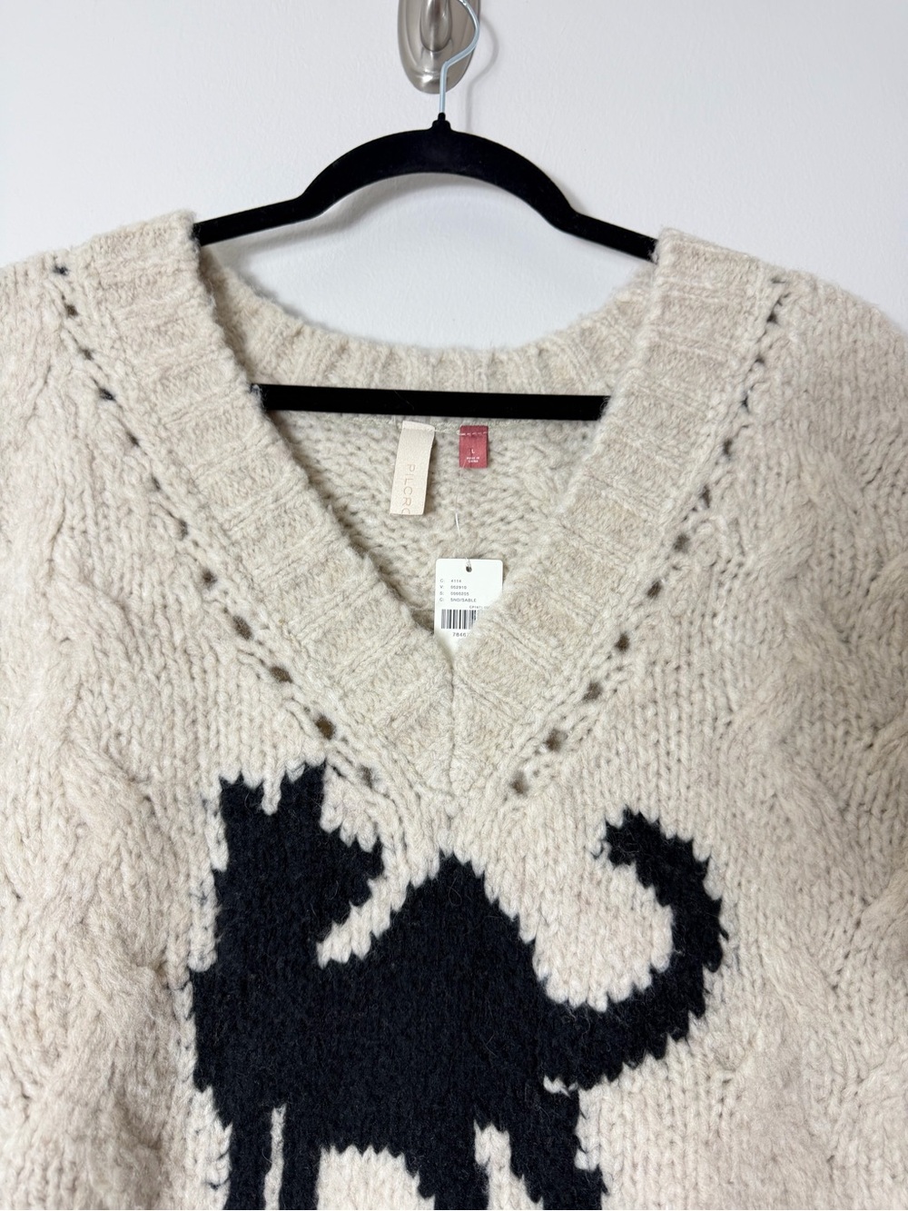 Anthropologie Sweater Vest Black Cat Cable Knit Chunky Wool Eclectic Grandpa - Picture 10 of 15
